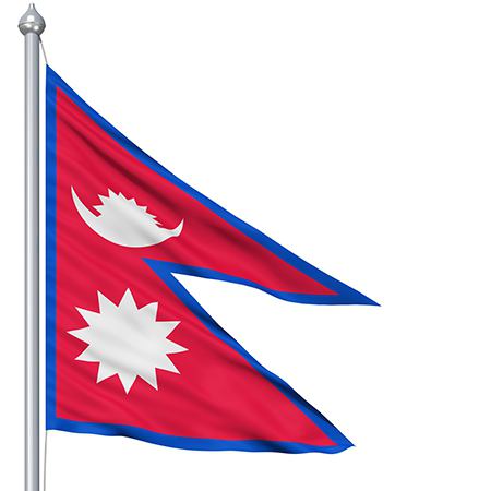 State flag and coat of arms of Nepal - symbols of the country